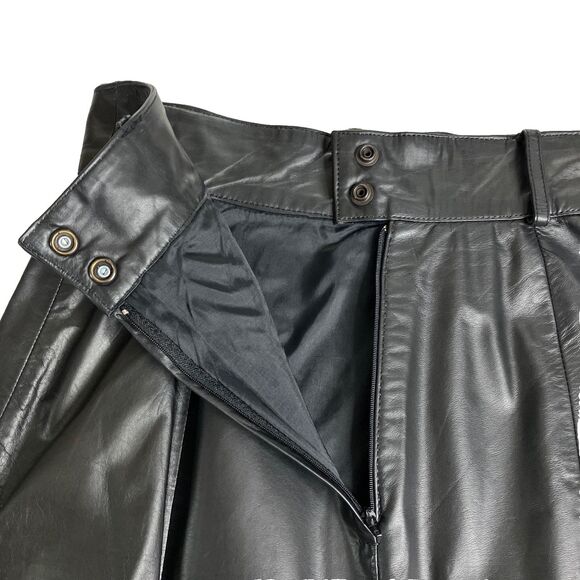 Vintage Laurice Leather Pencil Skirt Womens 5/6 Belted Midi 80s 90s Slit Back - Picture 10 of 16